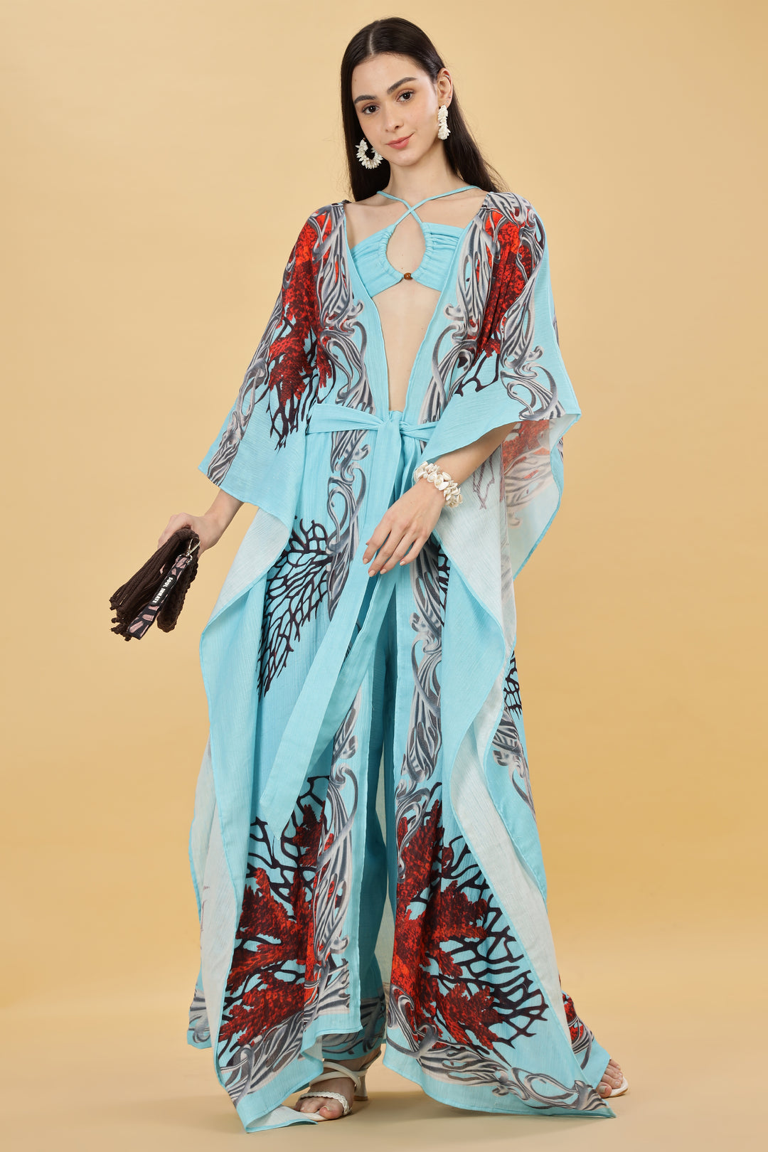 OCEAN BLOOM FRONT OPEN KAFTAN