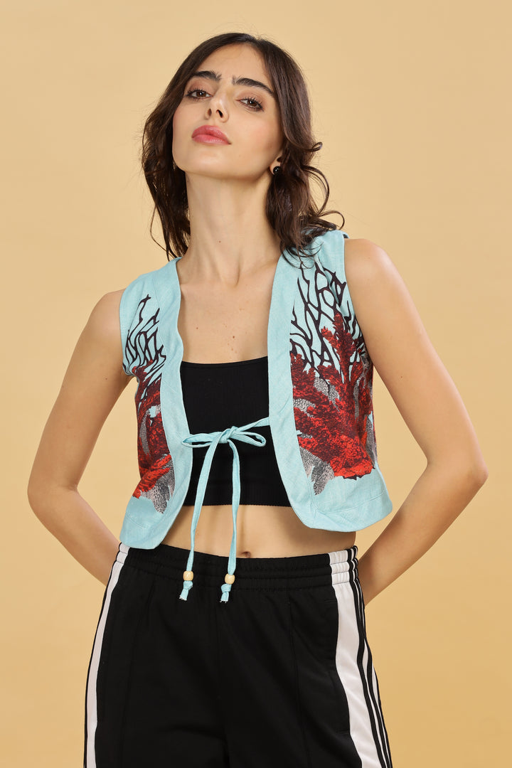 OCEAN BLOOM TIE-UP VEST