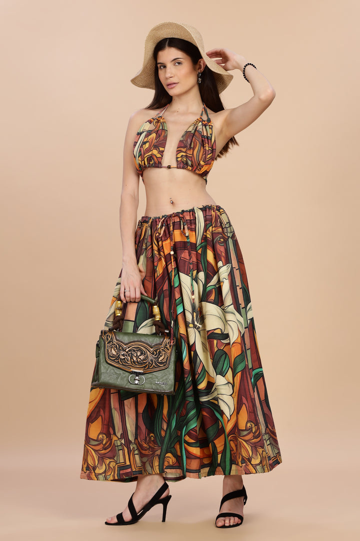 LILIARE CO-ORD SET (RUCHED BIKINI TOP & LONG SKIRT)