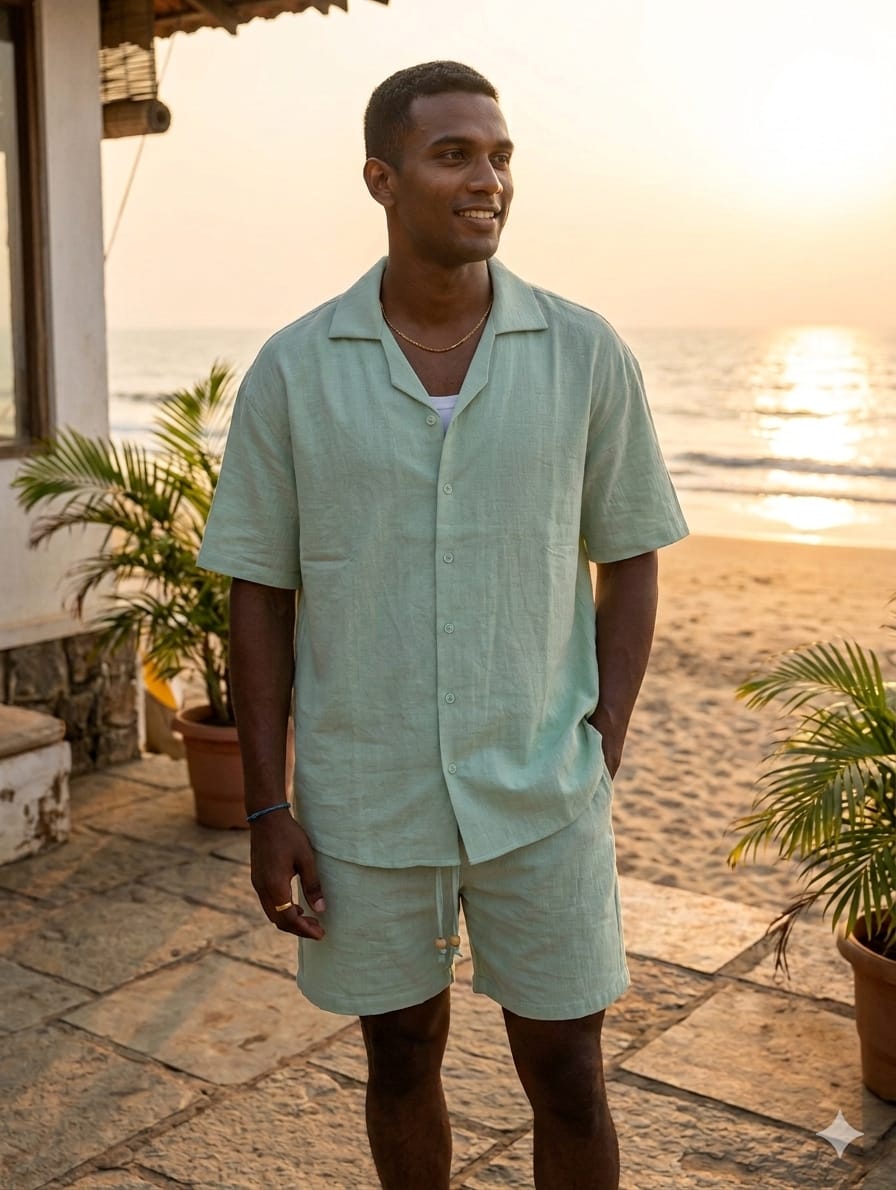 MINT GREEN SHIRT AND SHORTS